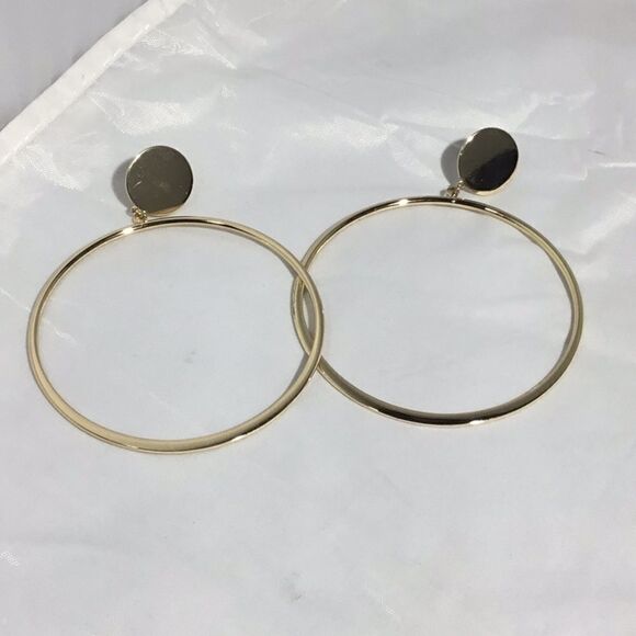 Canvas Large Gold Tone Post Hoop Earrings (G1) - Picture 6 of 7